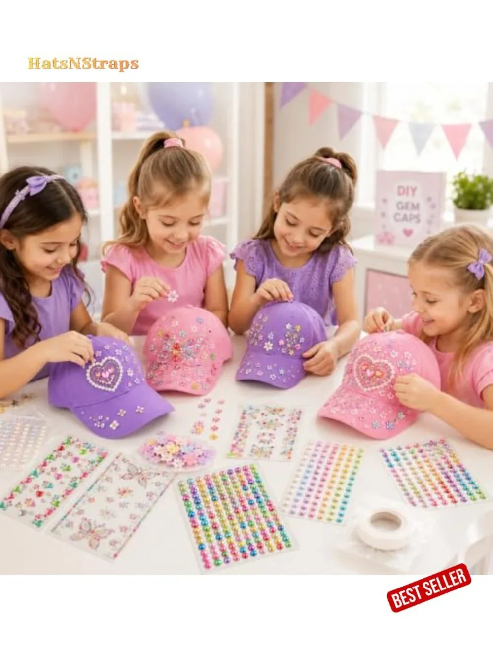 6 Blank Adjustable Baseball Hats DIY Craft Kit with Painting Accessories